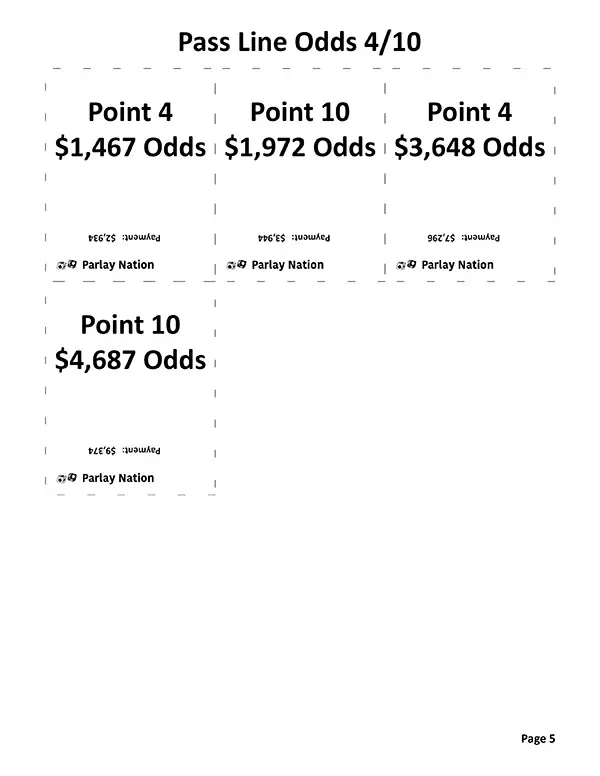 Pass Line Odds Payments 4 & 10 - Med